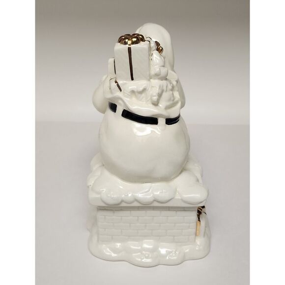 Home For The Holiday Porcelain Egg-Shaped Musical Box Revolving Nativity/Santa - Picture 7 of 16